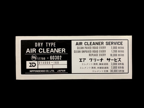 Air Cleaner Decal for '70 to '71 Land Cruiser FJ40 FJ55